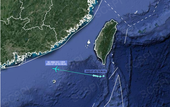 “南海战略态势感知计划”平台大部的7月23日美军KC-135R加油机飞行路线