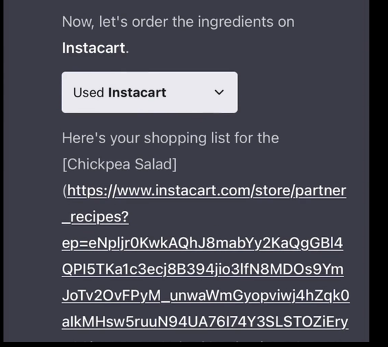 Instacart插件提供购物清单 来源：OpenAI