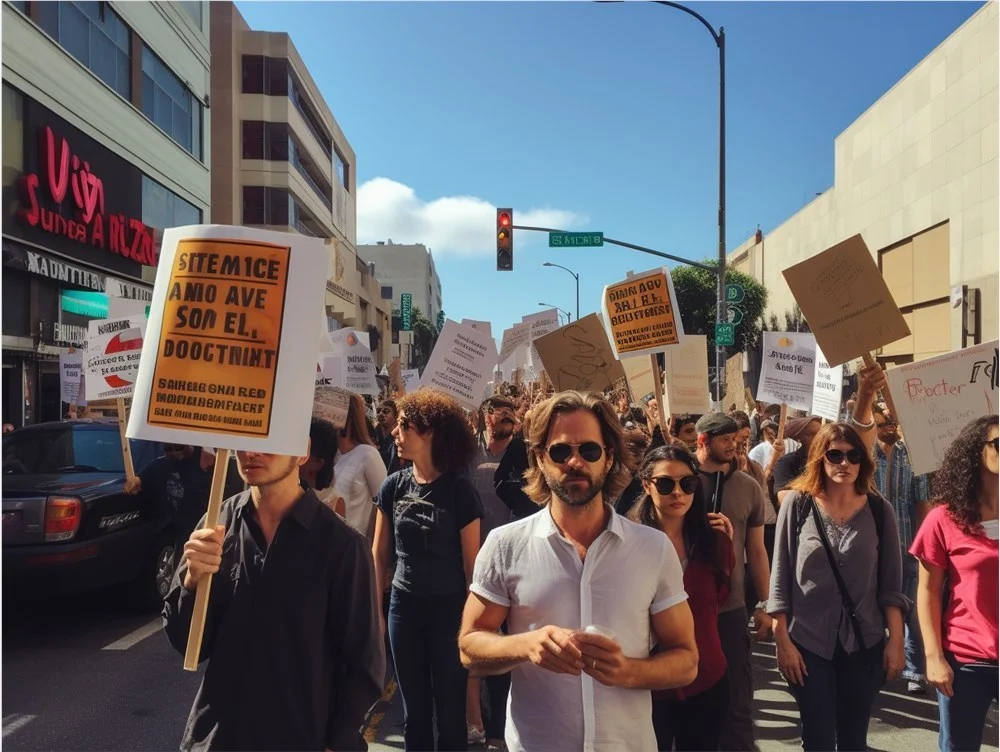 1_1693277441668_ai2023_A_group_of_actors_and_screenwriters_held_signs_protestin_5d91f08d-4273-4f38-834f-89de1e251274.png